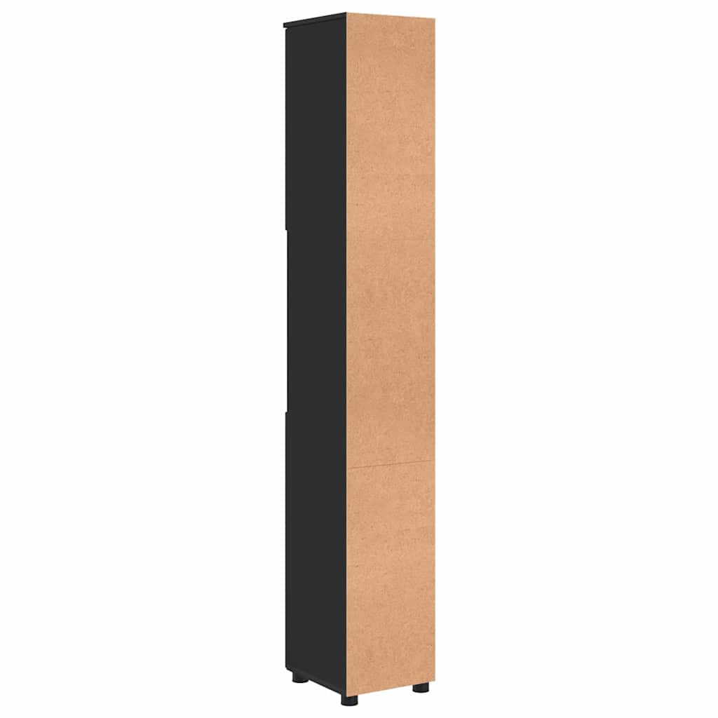 Bathroom Storage Cabinet with Door Black 30 x 35 x 192 cm