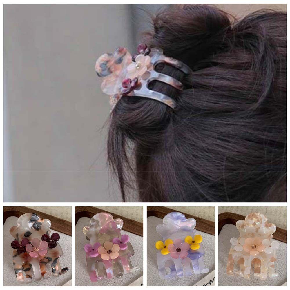 Crystal Flower Hair Clip Acetic Acid Zircon Hairgrip Elegant Small Acetate Hair Claw Party