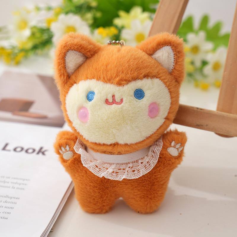 Adorable Fluffy Lace Fox Keychain Plush Toy Soft And Cute Animal Stuffed Doll