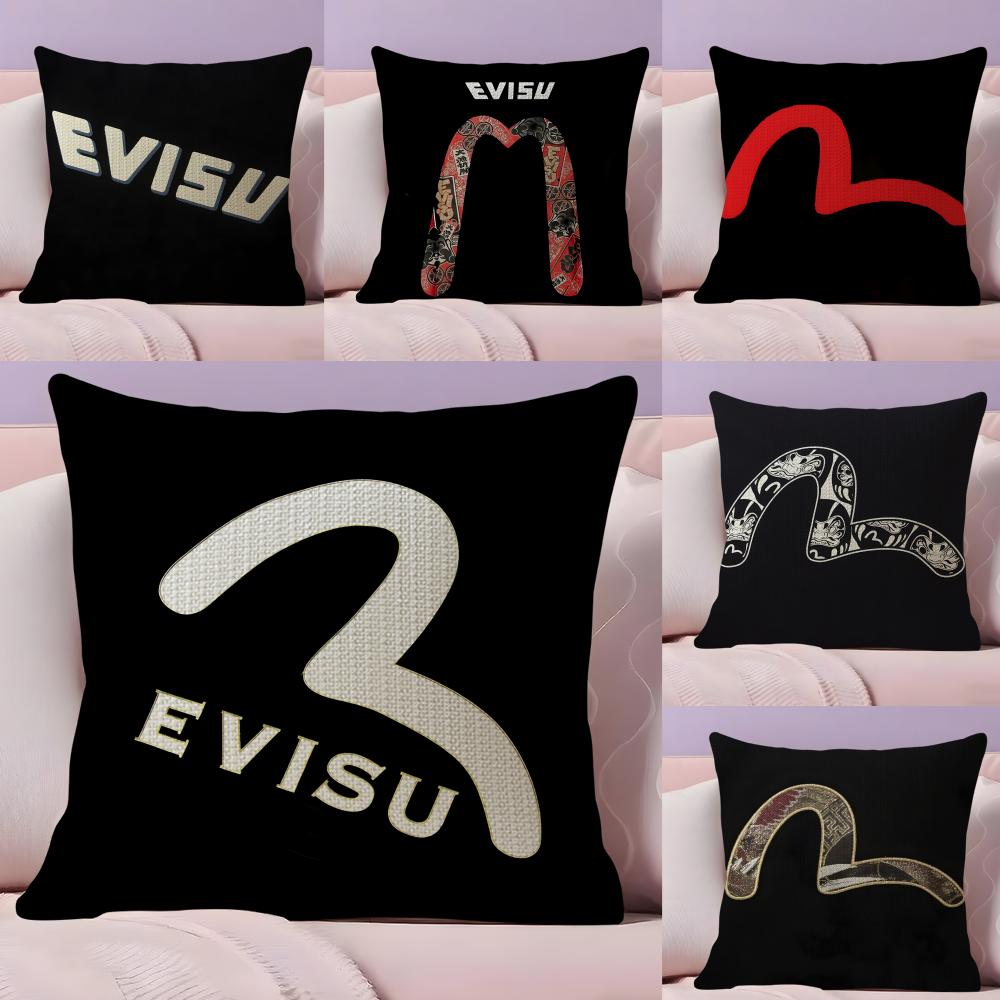 EEVISU Logo Cushion Cover Natural Linen Pillow Case DoubleSided Print Decorative Sofa Pillowcase Home Decor Gift