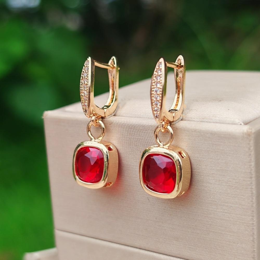 1 пара модных 5-цветных квадратных висячих сережек для женщин с кубическим цирконием, украшения на каждый день, аксессуары для вечеринок