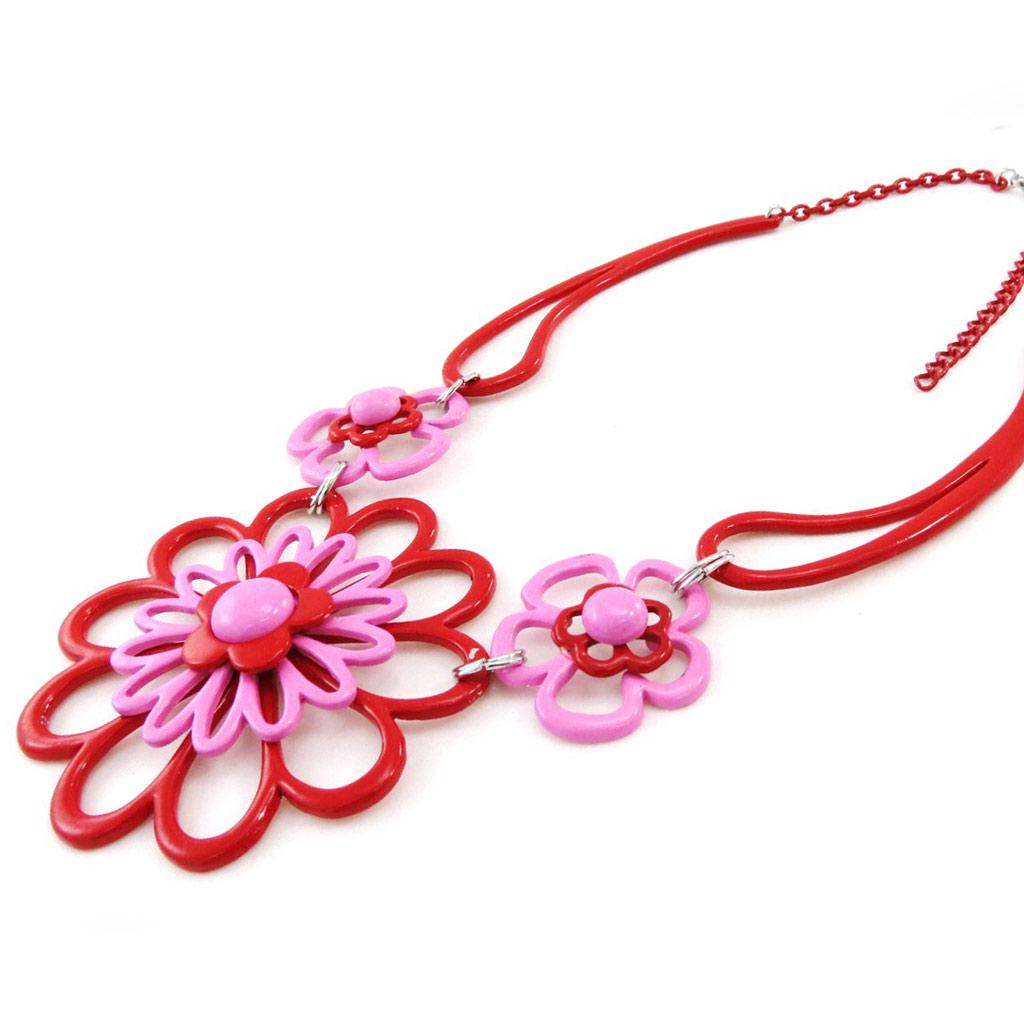 NOA [I9959] - Дизайнерское колье «Маргарита» красно-розовое