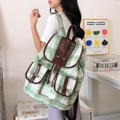 Женский дорожный рюкзак с несколькими карманами, клетчатый рюкзак большой вместимости