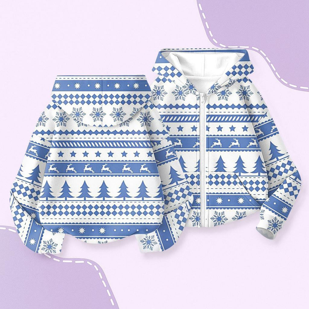 Детская мода Рождественская толстовка с капюшоном с длинными рукавами с принтом, куртка-худи для девочек