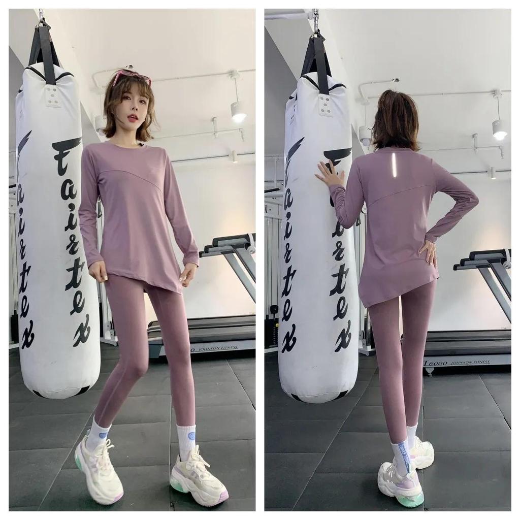 Женский костюм из двух частей для йоги и фитнеса — мода весна/осень для пилатеса, бега и спорта