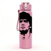 1PC Black Male Head Portrait 750ml sports water bottle leakproof straw lid outdoor office home