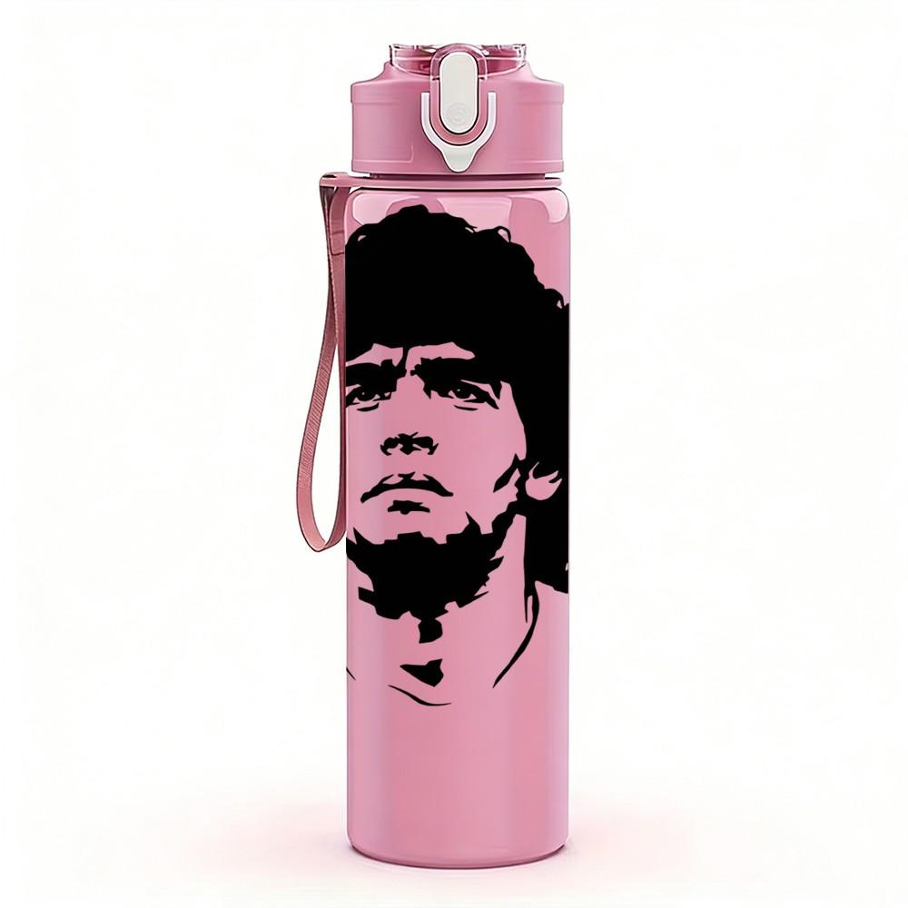 1PC Black Male Head Portrait 750ml sports water bottle leakproof straw lid outdoor office home