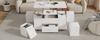 Coffee table, height-adjustable, movable sofa table, 4-in-1 multifunctional, convertible into living room dining table, with drawers, 4 stools, white
