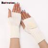 Botvotee Sleeves for Women Y2k Accessories Fingerless Gloves Arm Warmers Winter Black White Cute Knit Fashion Hands Free Gloves