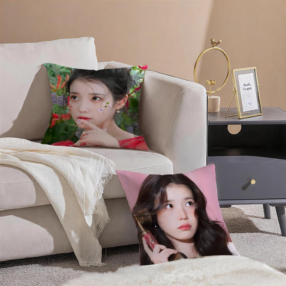 Sweet Korean Singer Beautiful Actress IIU Cushion Cover Throw Pillow Cover Hidden Button Durable Polyester Chair Cushion