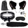 5 Piece Set SM Cosplay Tools Anal Plug Tail Cat Ears Headband Bell Collar Nipple Clip SM Anal Expansion Beginner Anal Training Nipple Torture