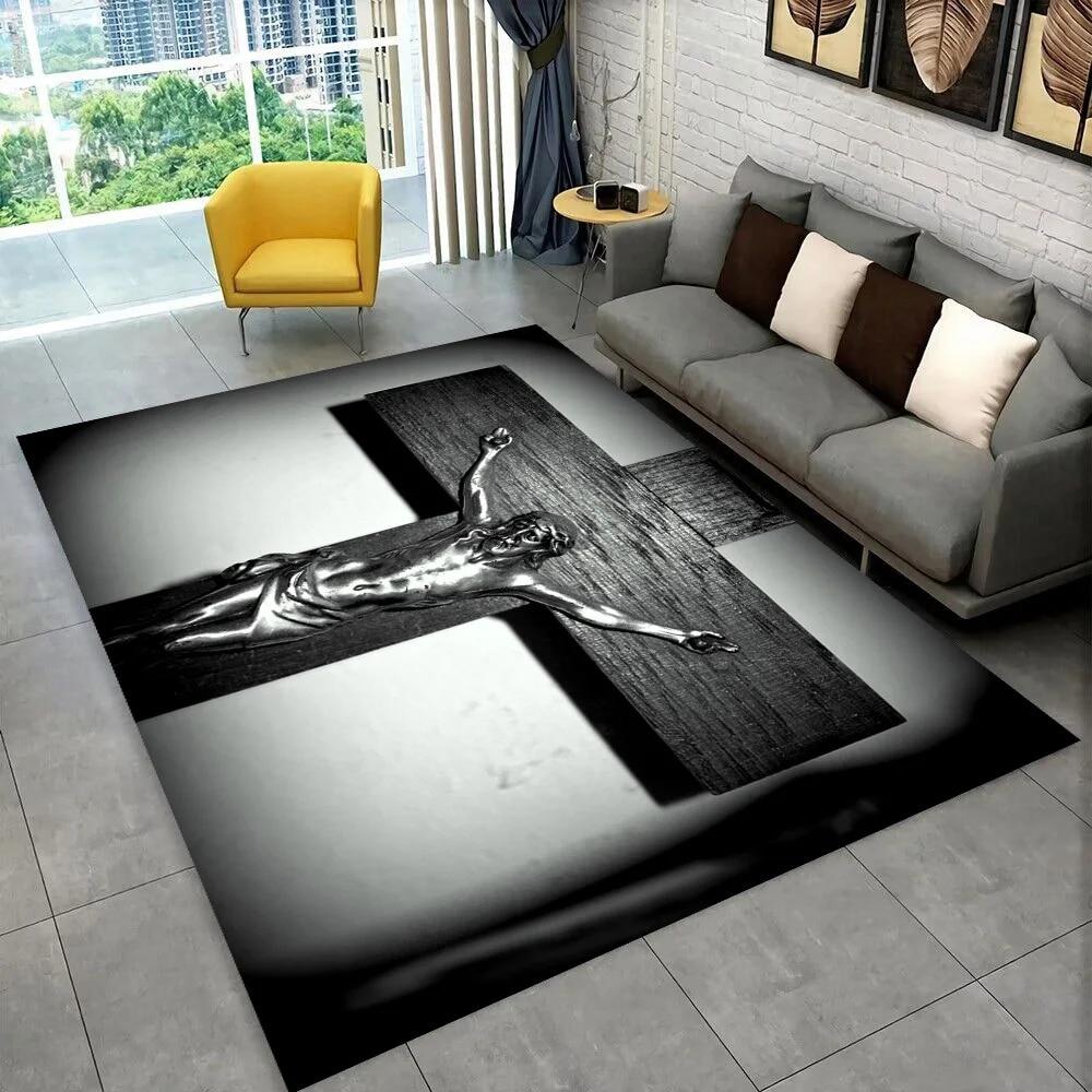 Коврик для молитвы с библейским крестом Иисуса, ковер для дома, гостиной, спальни, дивана, коврик для двери, декор для детской игры, нескользящий напольный коврик, подарок