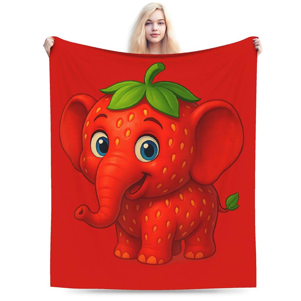 Strawberry Elephant Funny Italian Brainrot Gaming Meme Blankets Quality Super Soft Bedding Throws Winter Picnic Couch Bed