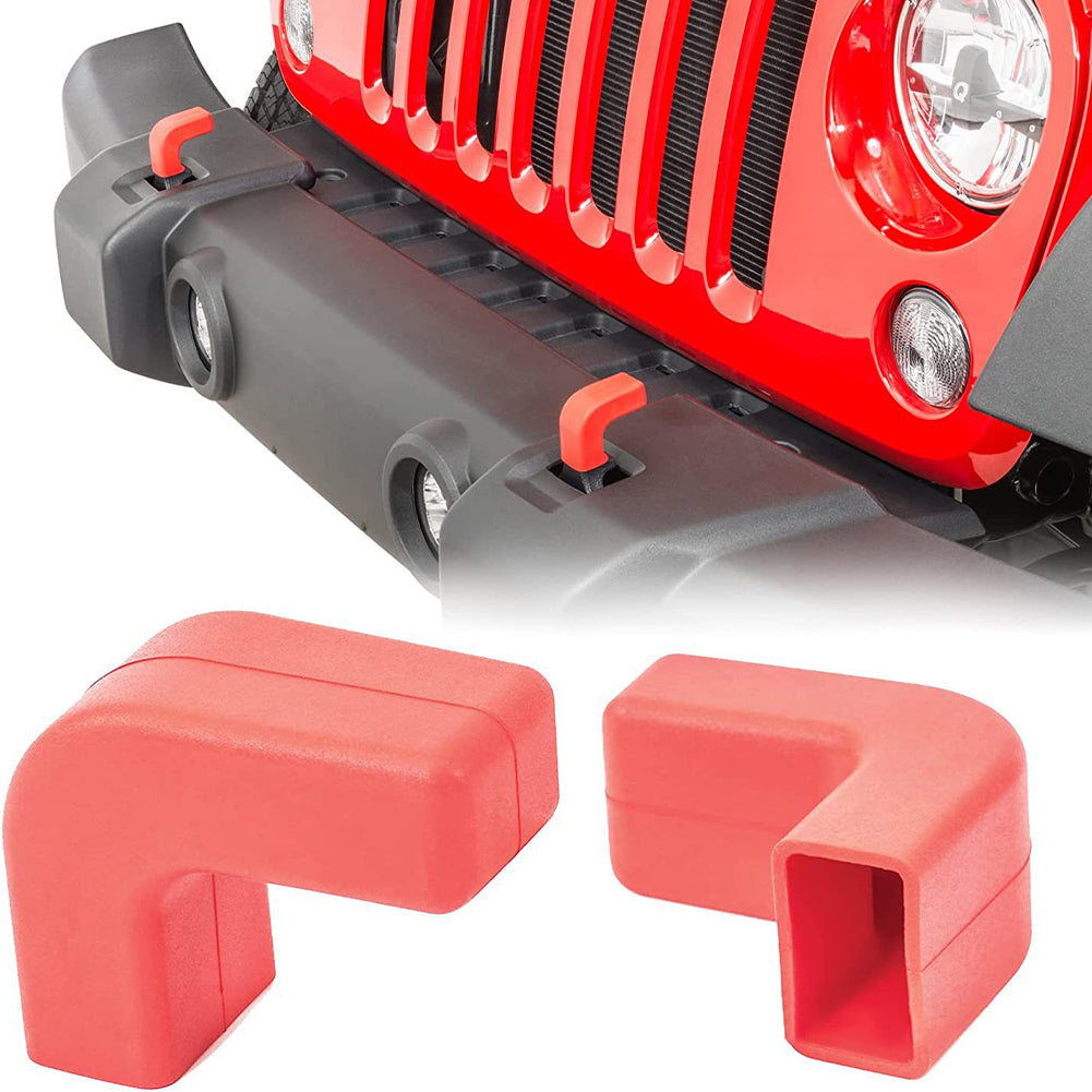 2PCS Front Bumper Tow Hook Cover For Jeep Wrangler JK JL Gladiator JT 2007-2024 Silicone Hook Cushion Protector Car Accessories