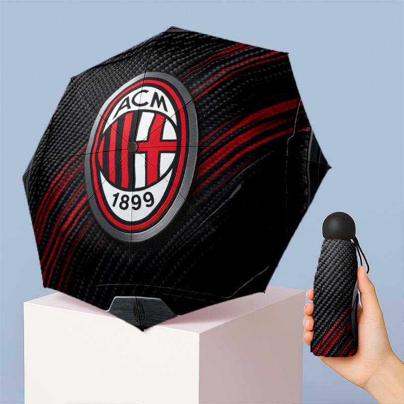 AC Milan Рисунок Печатный Мини 5 Сложений 8 Спиц Компактный Зонт Ветрозащитный Водонепроницаемый Легкий Портативный Складной