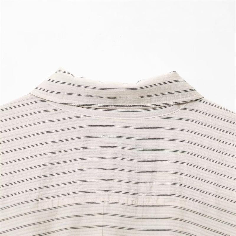 Z home 1116 autumn new European and American style women's fashion casual loose striped lapel long-sleeved shirt 9179177