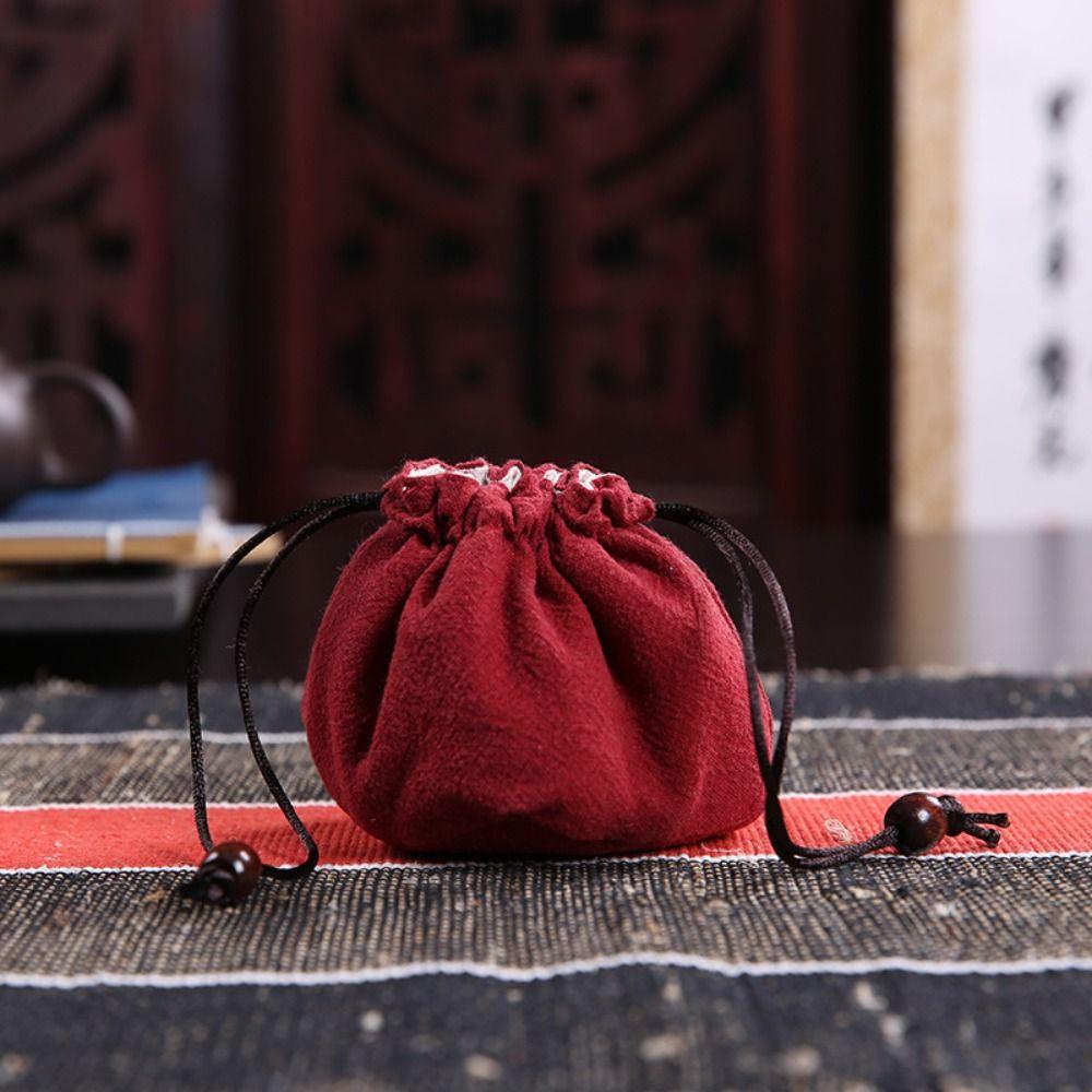 Pocket Cotton Linen Flower Pattern Teacup Bag Teaware Storage Bag Tea Tools Teapot Bundle Pocket