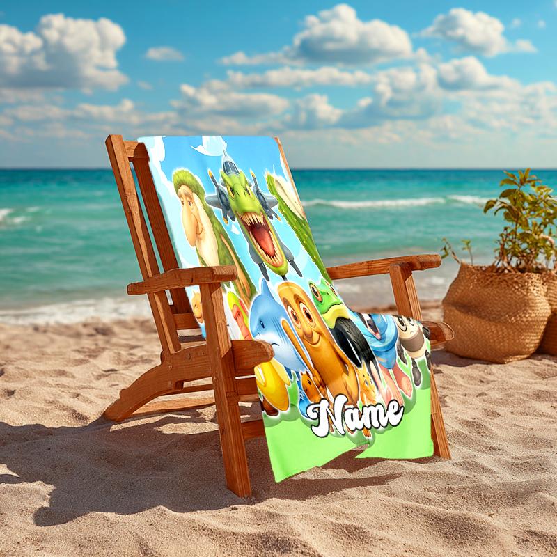 Personalized customized proof beach towel with Italian Brainrot animal pattern - soft, absorbent,quick-drying,perfect swimming,camping&bathing