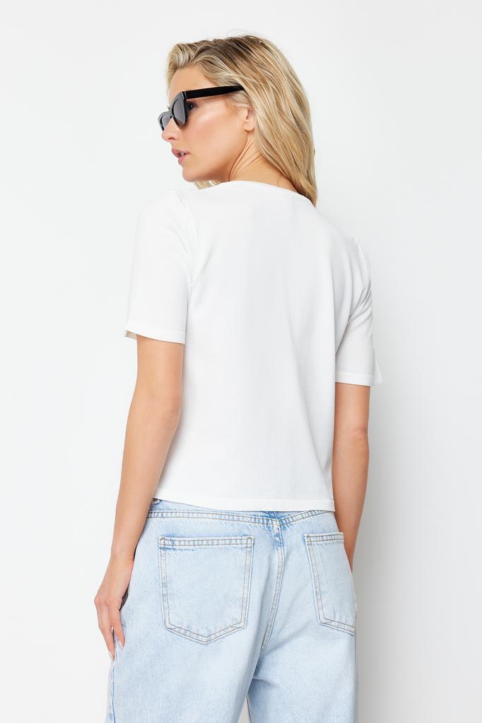 Женская мода, новый свитер, розовая трикотажная футболка с круглым вырезом