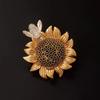 Personalized Bee Picking Sunflower Brooch, High-End Women'S Exquisite Sunflower Pin, Niche Design Brooch, Suit And Accessories