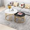 Modern Nordic Iron Coffee Table Set: Minimalist Round Mother and Child Design for a Quiet Living Room.