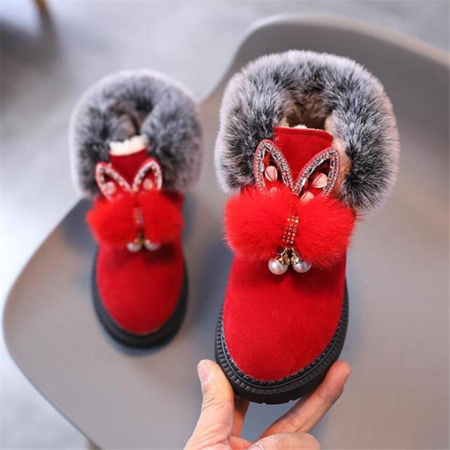 Winter Children Snow Boots Flat Girls Princess Cotton Shoes Fashion Thick Velvet Short Tube Baby Boots