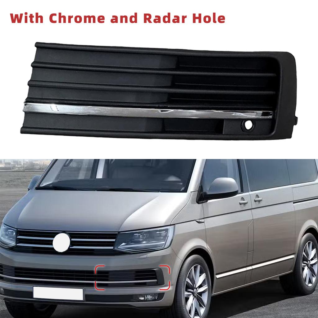 Car Front Fog Light Lamp Side Lower Grill Frame with Chrome Radar Hole for VW Transporter Multivan 2015 2016 2017 2018 2019