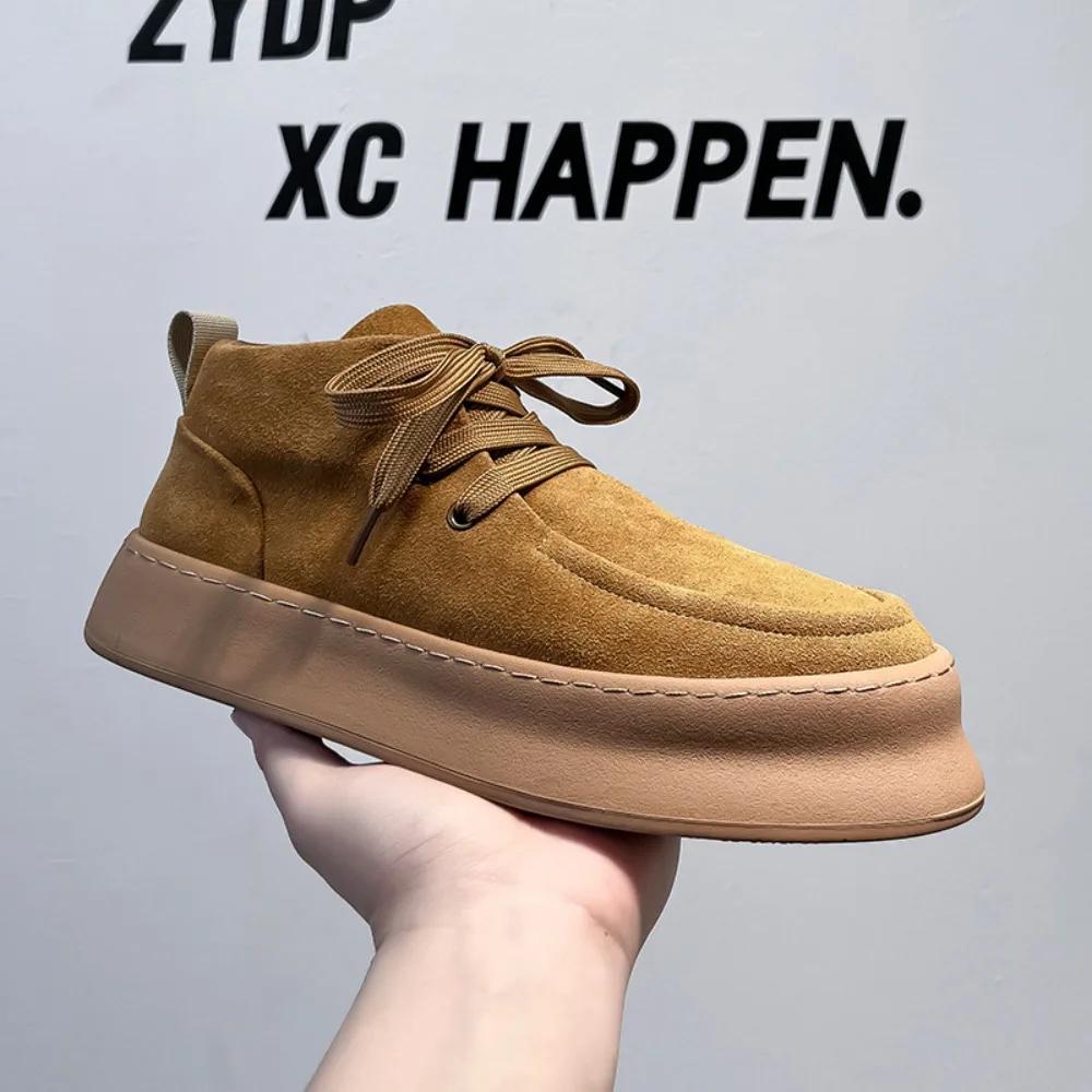 Мужские ботильоны из замши и коровьей кожи, обувь с высоким верхом, мужские ботинки на шнуровке в стиле милитари, прошитые вручную нитью, повседневная обувь, зимние теплые мужские ботинки