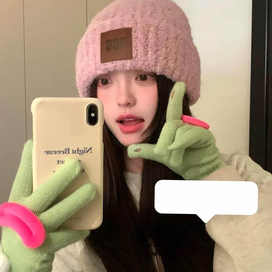 Gloves for Women In Winter New Cute Funny Ugly Cute Warm and Velvet Knitted Gloves for Cycling In Winter Cold and Cold