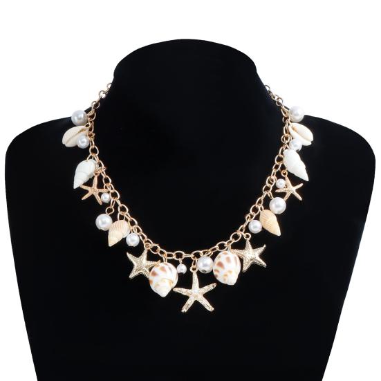 Bohemia Style Beach Waist Chain Imitation Pearl Starfish Conch Charm Vacation Body Chain Belly Chain Jewelry Gift