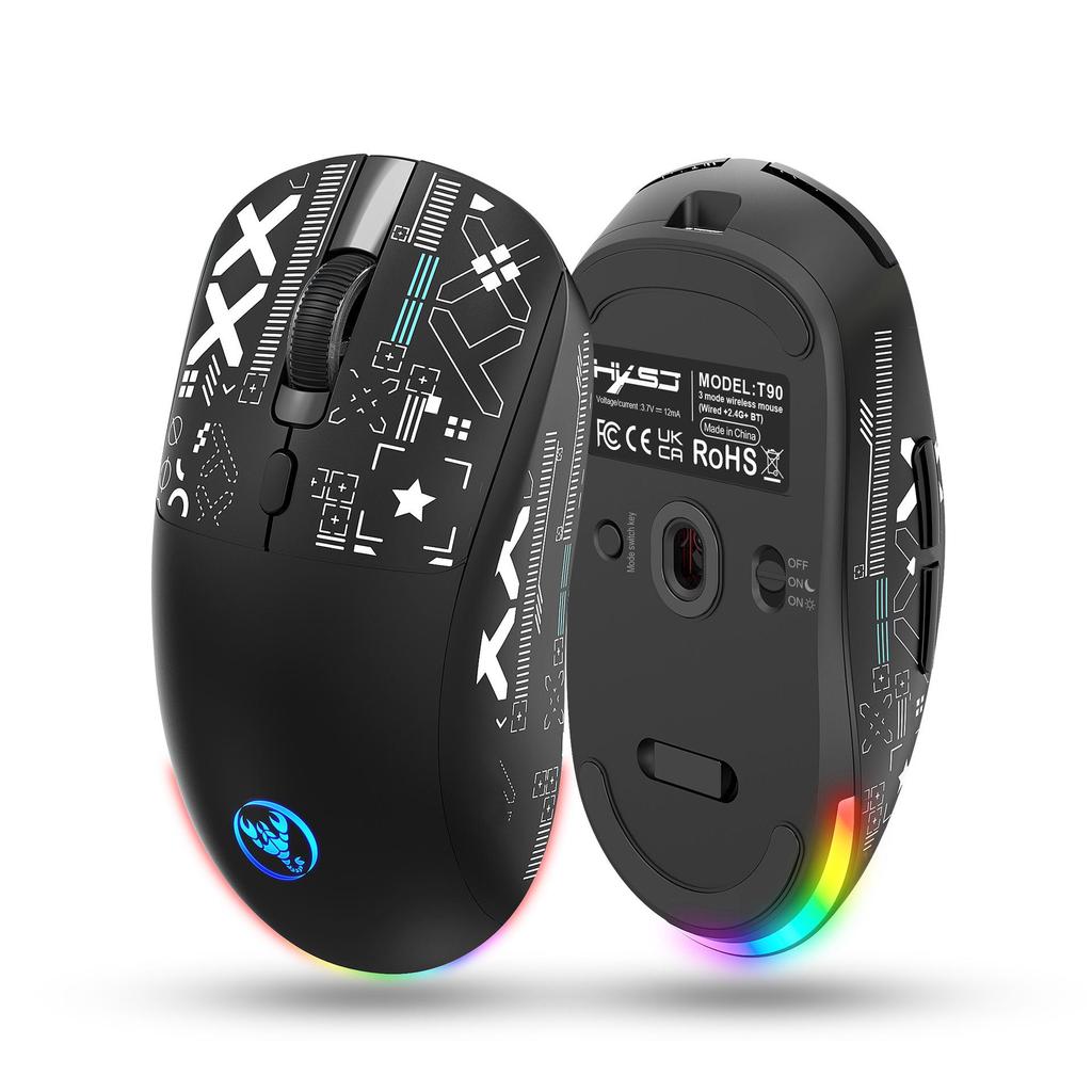 Игровая мышь 2.4G Bluetooth RGB с тремя режимами и аккумулятором 650 мАч