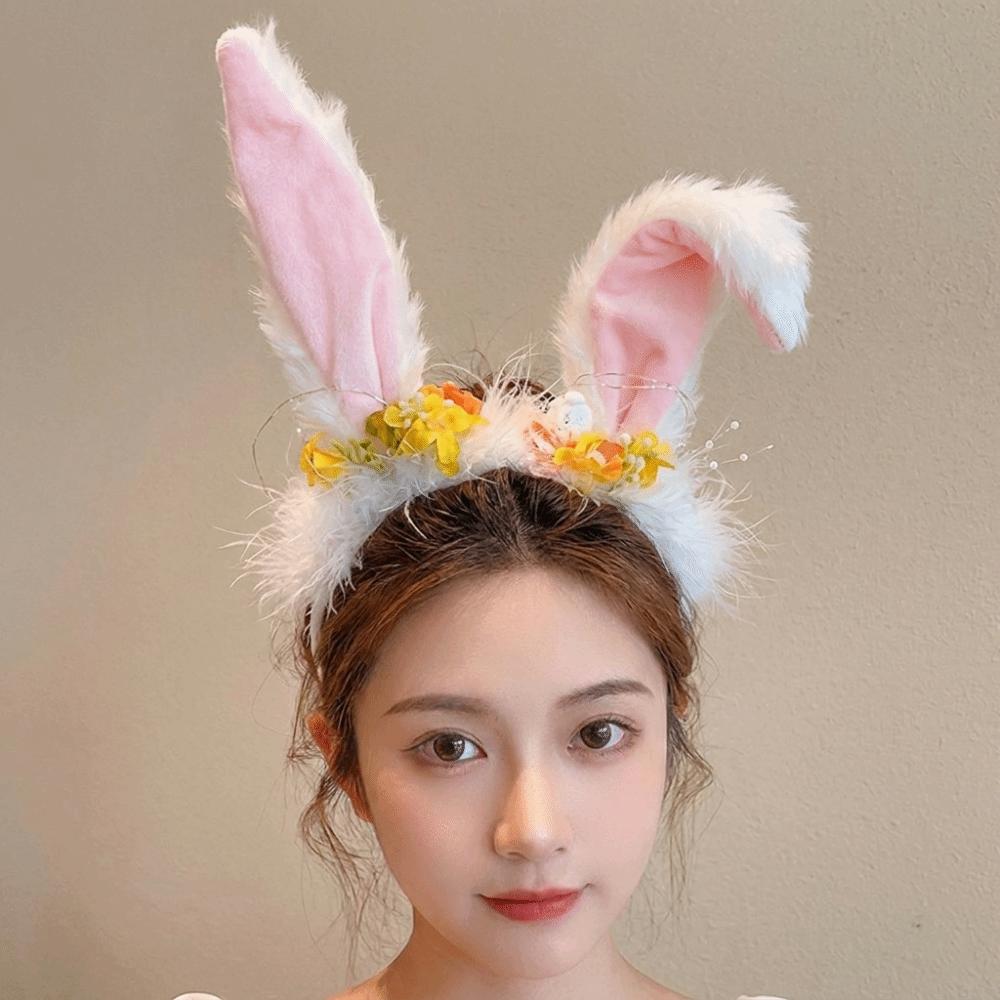 Flower Mid-Autumn Festival Headband Tassel Rabbit Ear Hair Ornament Rabbit Hair Band Children