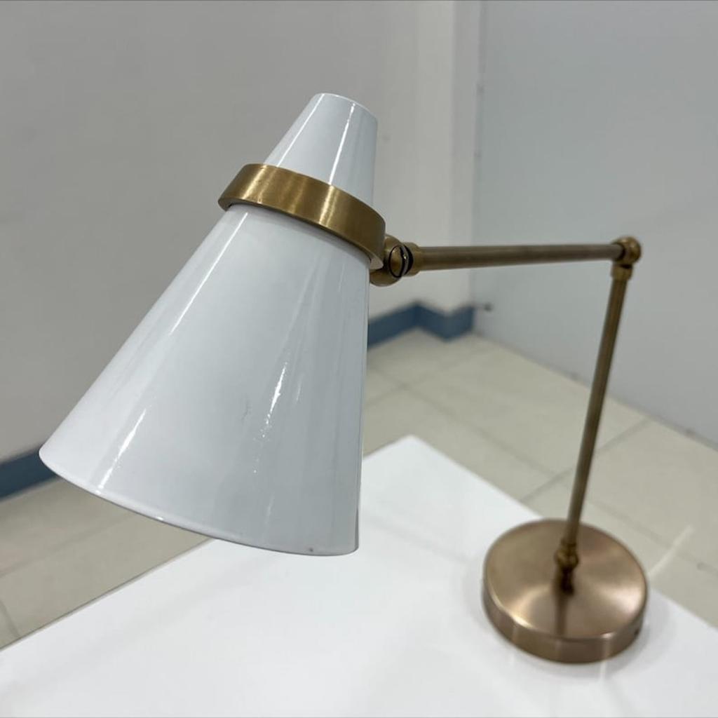 Table Lamp Swing Arm Adjustable Desk Lamps White Shade And Raw Brass Table Lamp Décor
