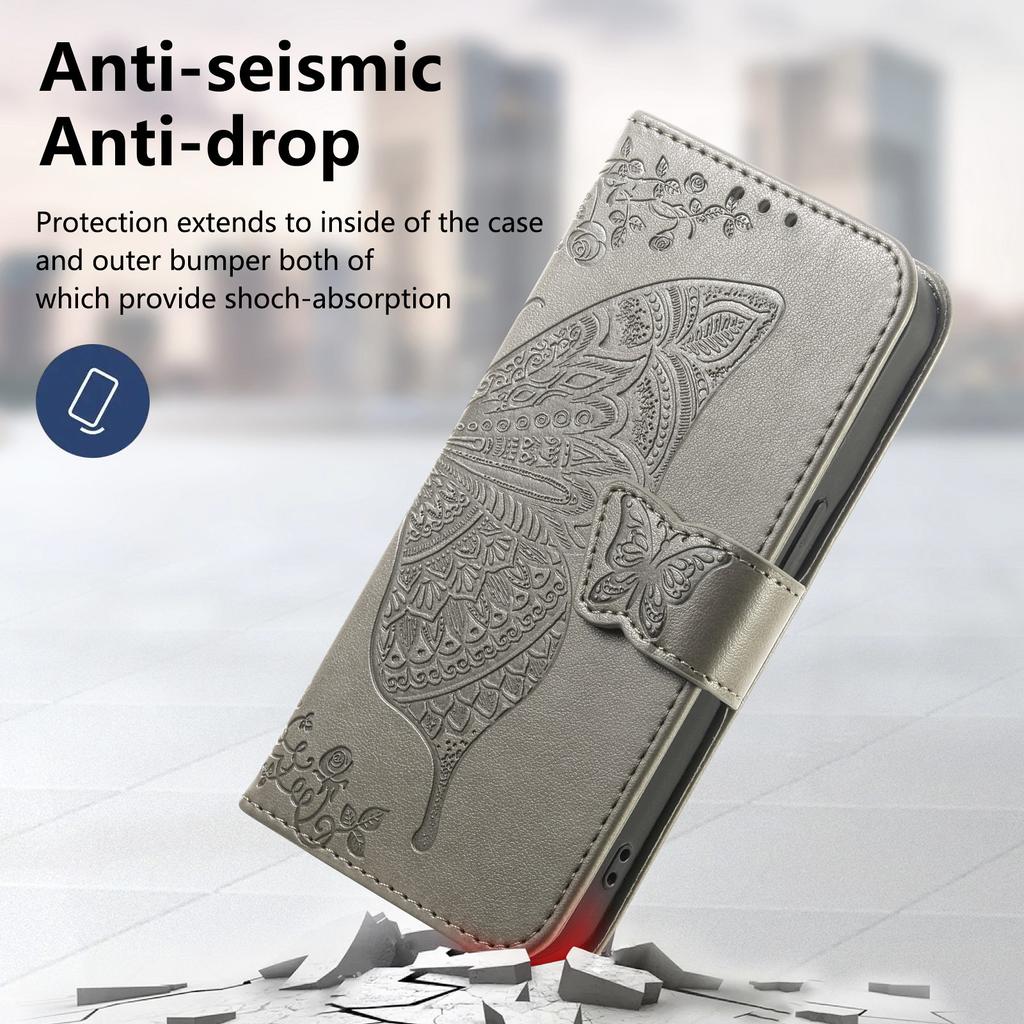 Для Xiaomi Redmi 15 4G (США) (171 мм) Чехол с ремешком с узором бабочки, кошелек из искусственной кожи, чехол для телефона