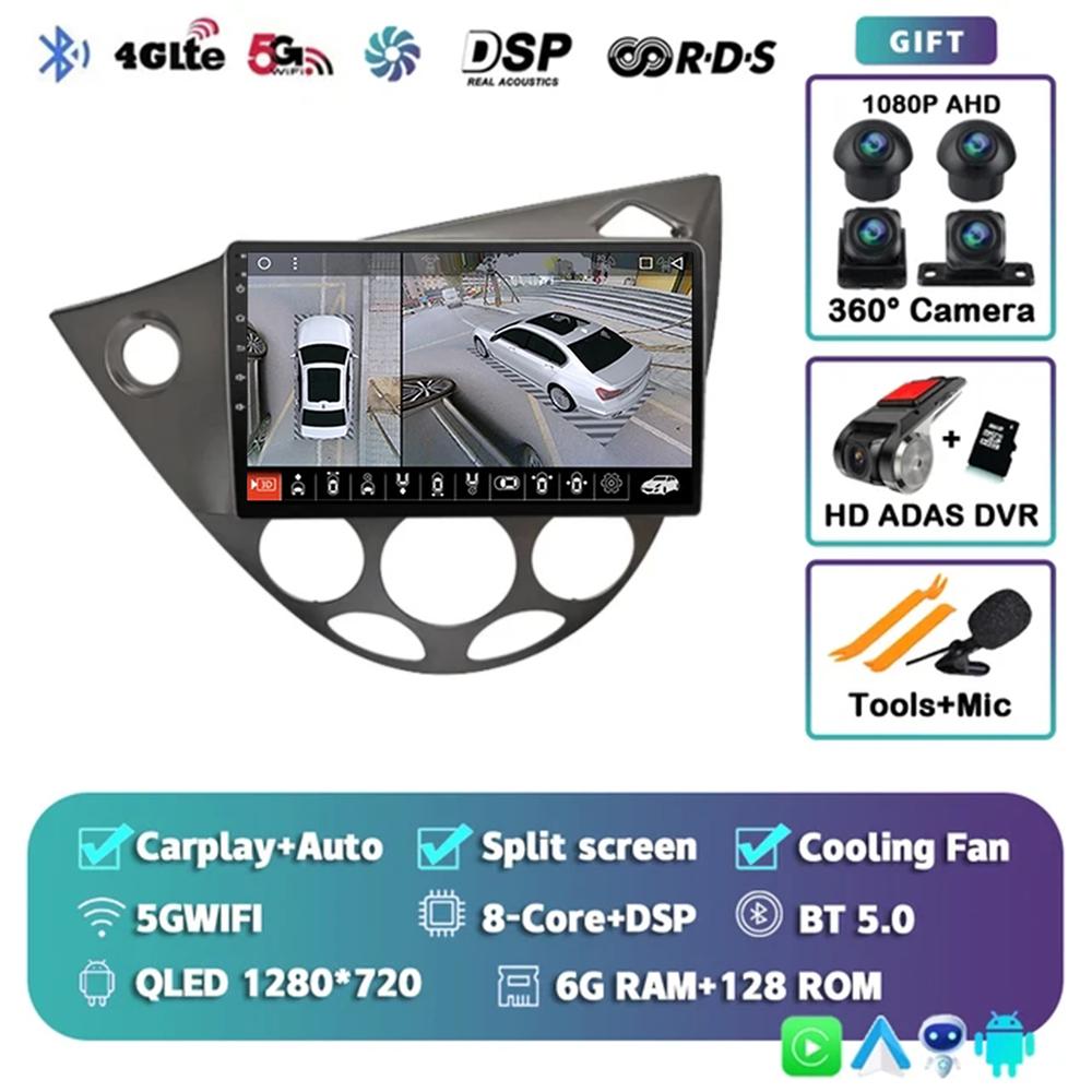 9-дюймовый Android 14 автомобильный радиоприемник для Ford Fiesta 1995-2001 Focus MK1 1998-2004 2 Din стерео мультимедийный проигрыватель Carplay Autoradio головное устройство