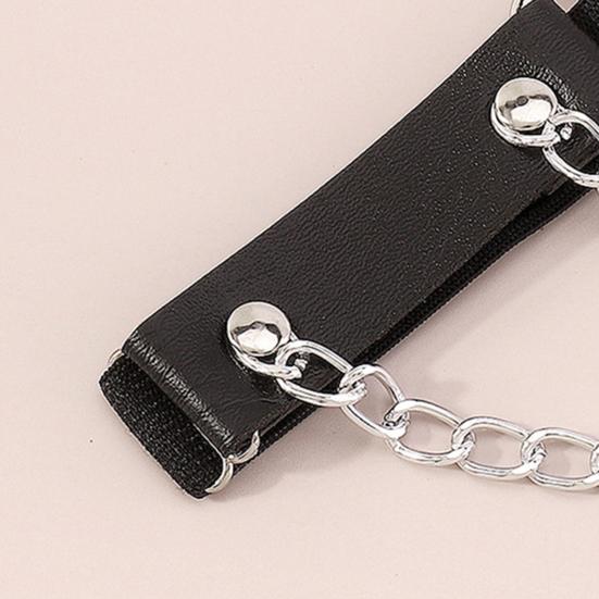 Кольцо на бедро, черный ремешок из искусственной кожи, звеньевая цепочка, готический панк, сексуальный подарок, эластичный подвесной пояс с сердечками, подвязки для ног, украшения для тела