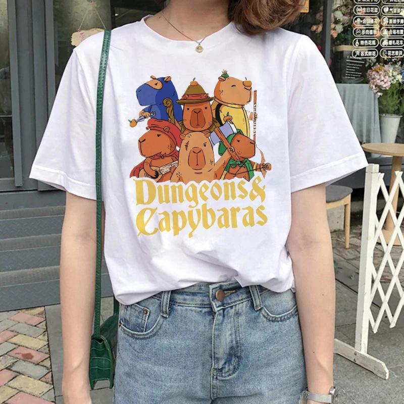 Cute Capybara Clothing T-Shirt Unisex Vintage Cartoon T Shirt FeUnisex Casual Anime Top Tees T Shirt Unisexga Unisex Graphic Tee Tops