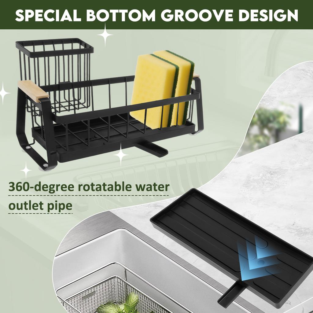 Kitchen Sink Drain Rack Sponge Cleaning Tools Storage Holder Carbon Steel Wire Ball Rag Hanger Sink Countertop Organizer