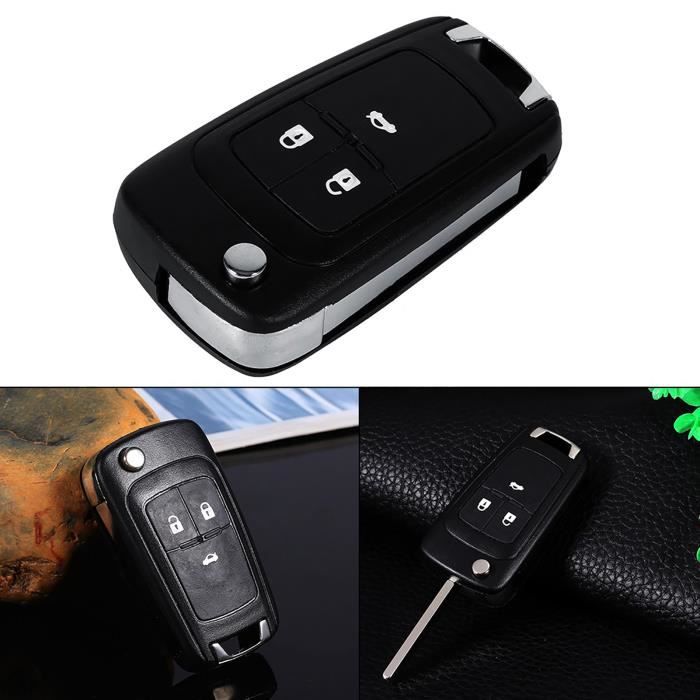 Replacement Shell for 3-Button Folding Remote Key for Vauxhall Opel Zafira Astra Insignia Holden (Black)