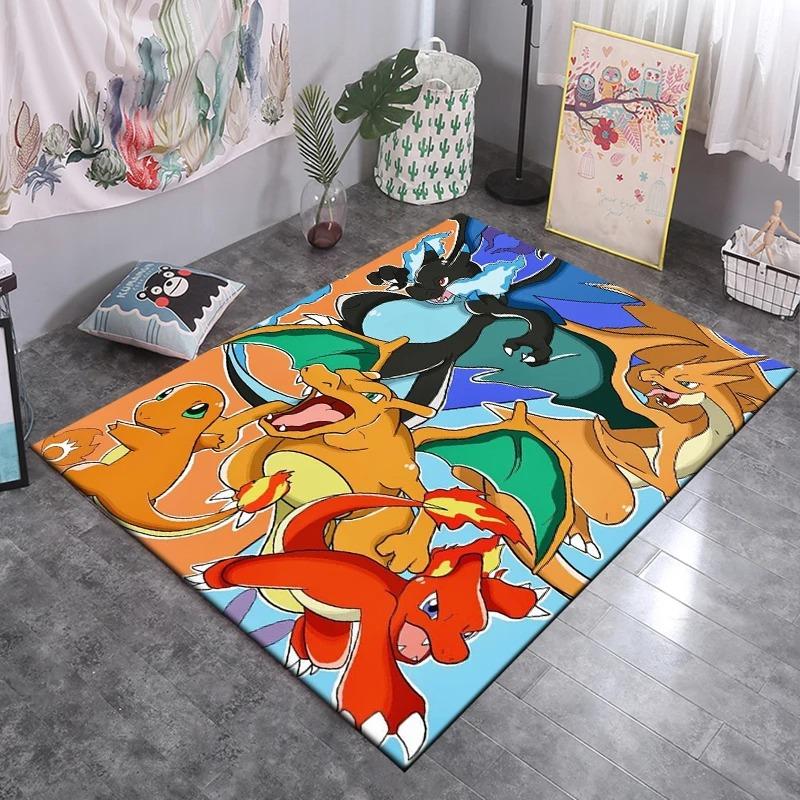 Japanese Anime Pokemon Charizard Cartoon Rugs Carpet Living Room Bedroom Bedside Doormat Home Decor Non-slip Large Mats