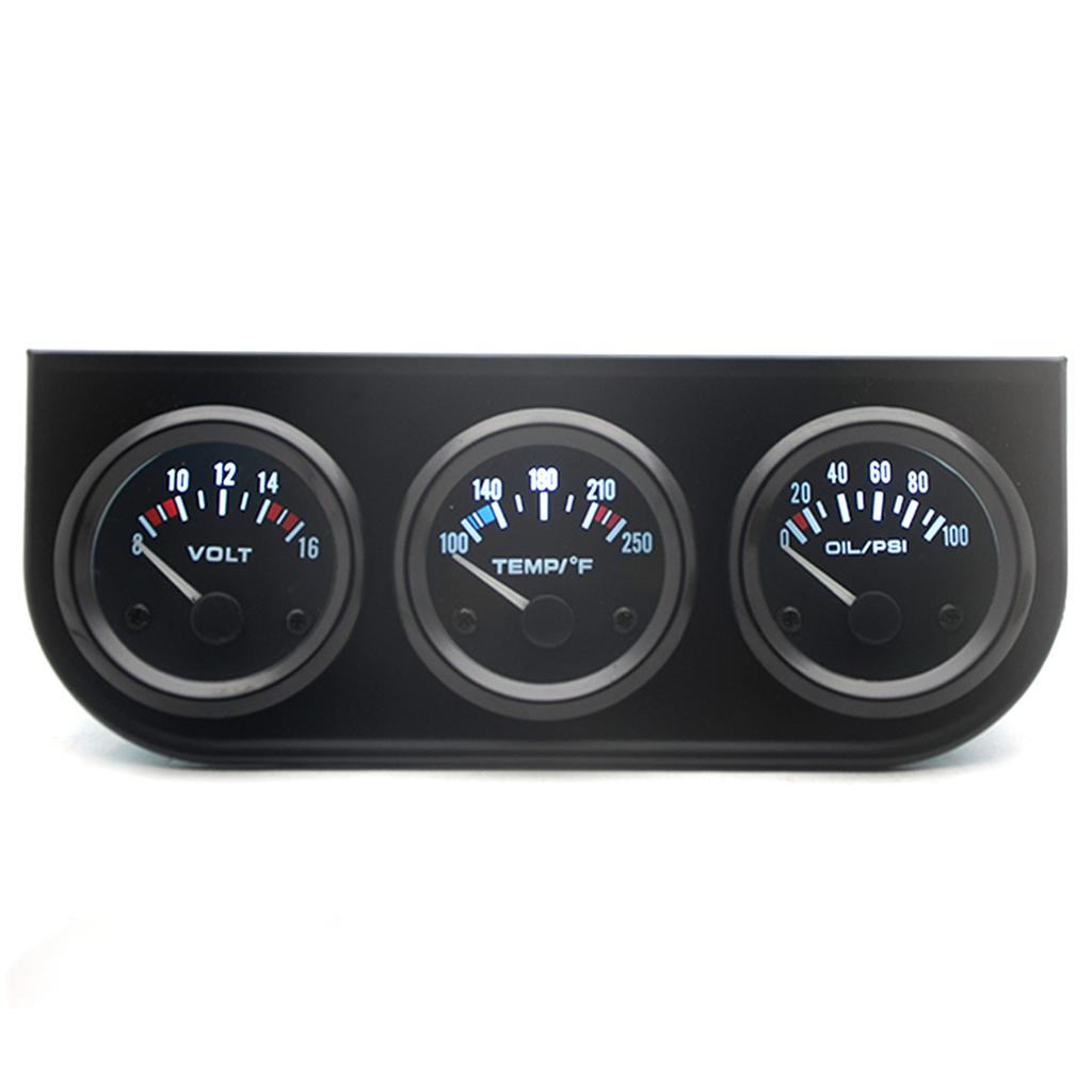 3 In 1 Car Meter Auto Gauge Voltmeter Water Gauge and Oil Press Gauge 52mm Triple Gauge Kit