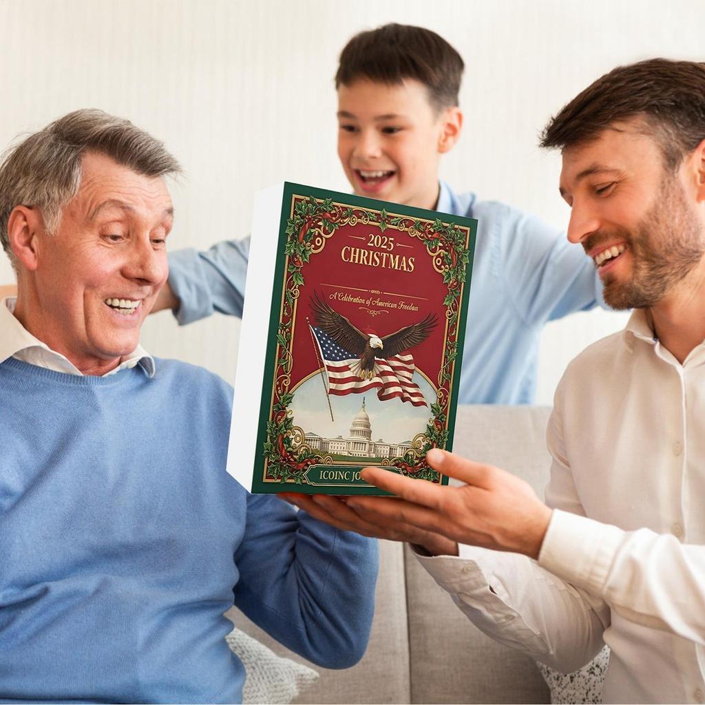 Адвент-календарь с украшениями 2025 24-дневный 2D подвесной адвент Рождественский праздник Подвесной календарь с достопримечательностями США для окна двери елки сумки