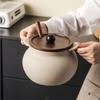 Банка для сала с ручками-ушами Керамическая банка для хранения продуктов Керамическая банка с крышкой Бежевый контейнер с крышкой Легко моется для кухни