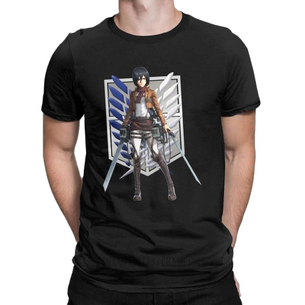 Shingeki No Kyojin Микаса Солдат Аккерман Атака Титанов Шингеки Манга Футболка с коротким рукавом AOT Аниме для мужчин Хлопок 6XL Топы