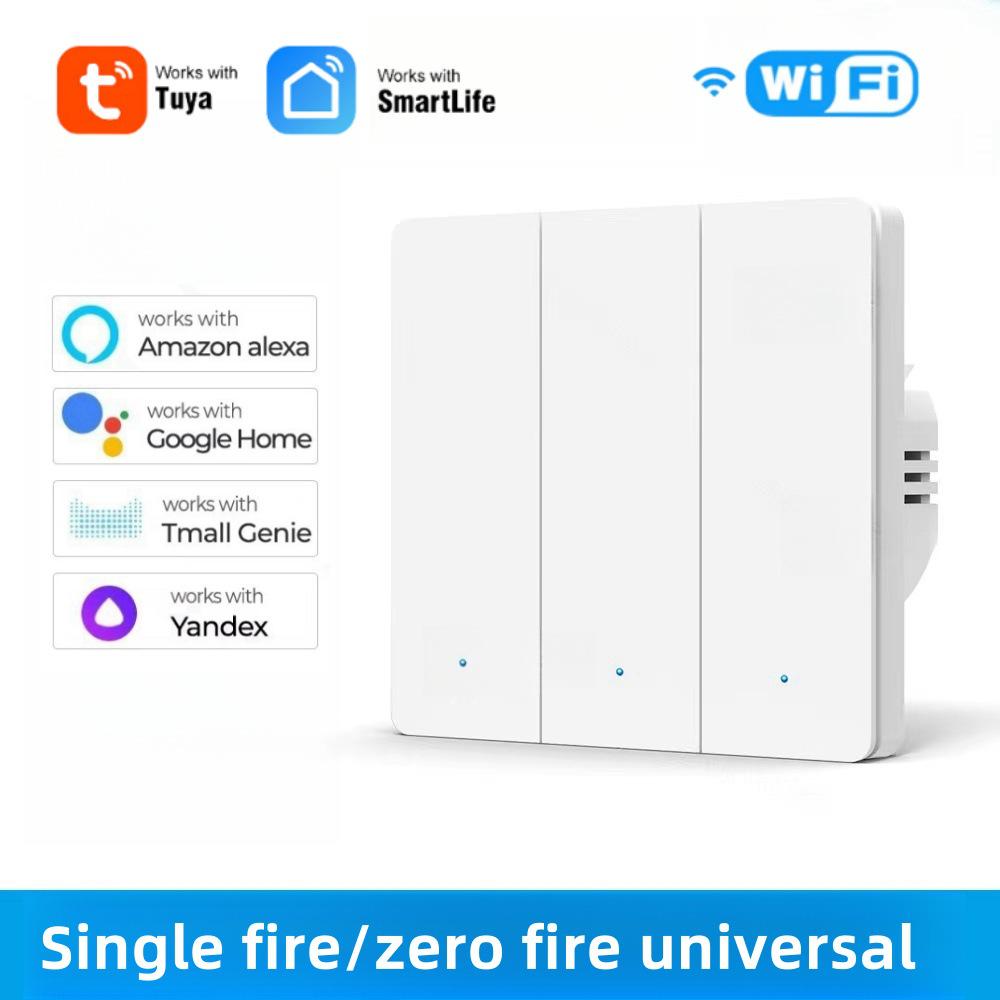 Умный настенный WiFi-выключатель с голосовым управлением и светодиодными индикаторами, совместимый с Alexa и Google Home