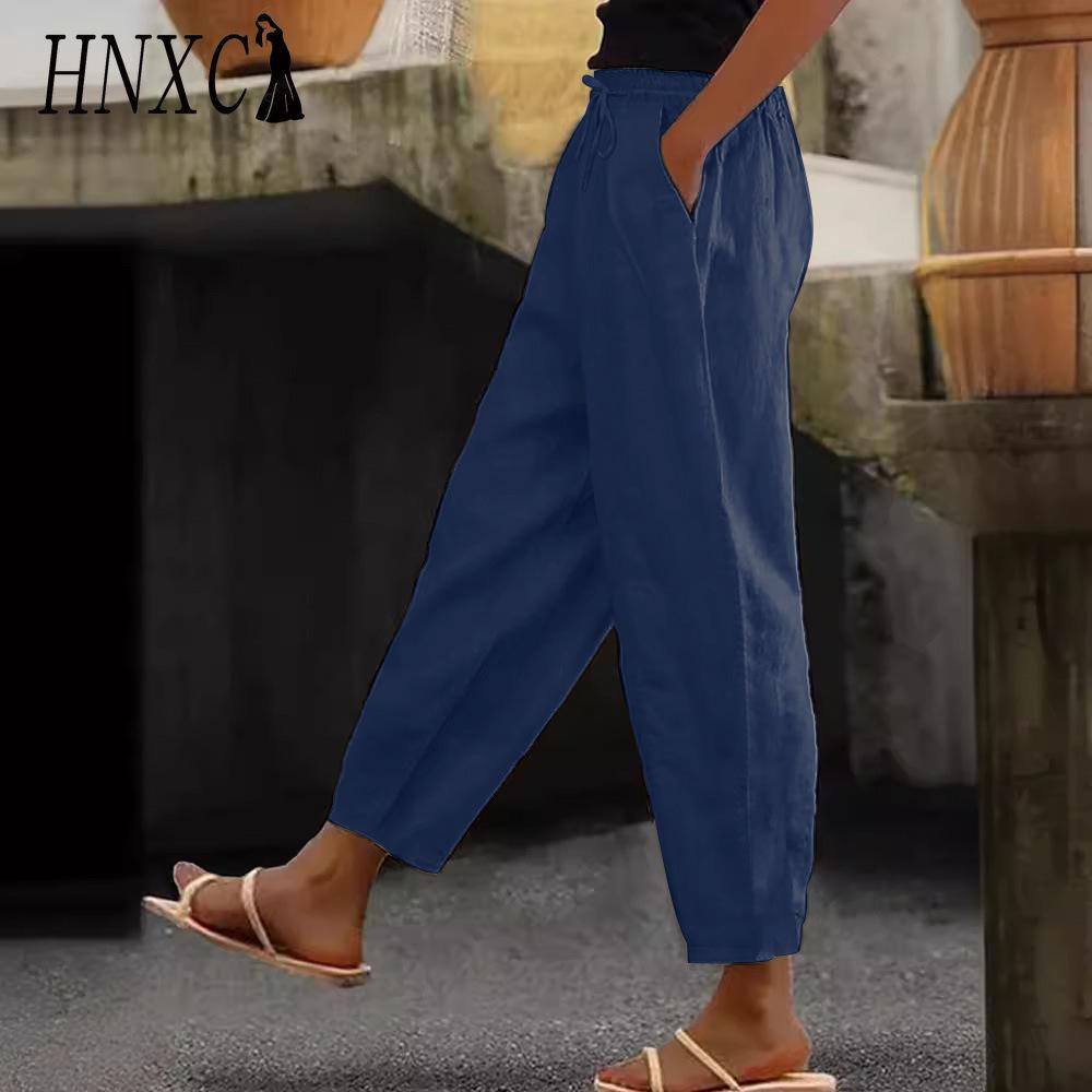 HNXC Женские модные повседневные однотонные брюки и капри с принтом