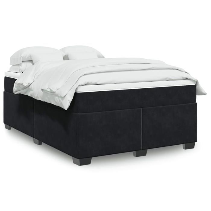 Maison Exclusive - Sommier à lattes de lit avec matelas Noir 140x190 cm Velours