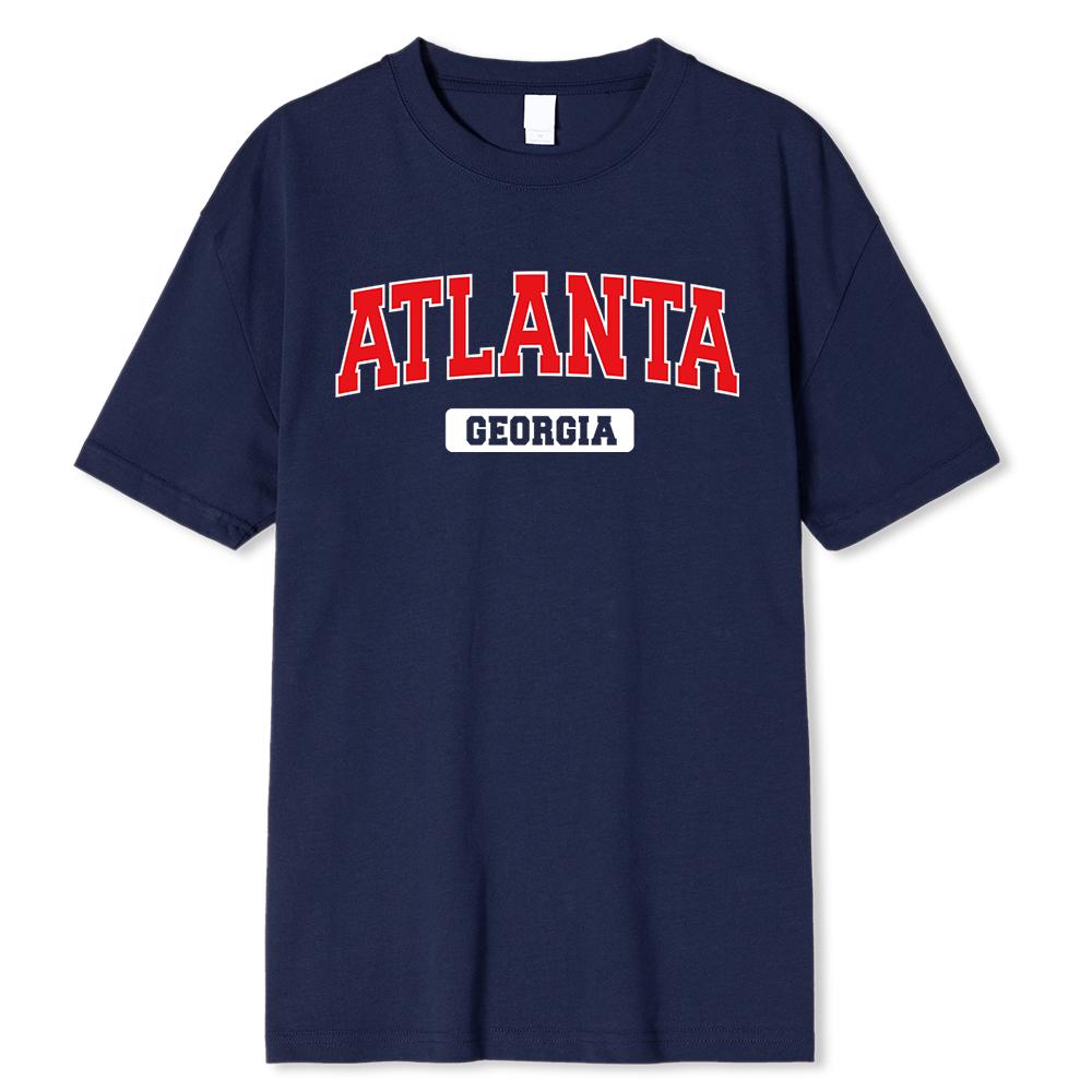 Atlanta Georgia Street Printing Men T Shirt Street Oversize Tshirt Loose 100% Cotton Tee Clothing Man