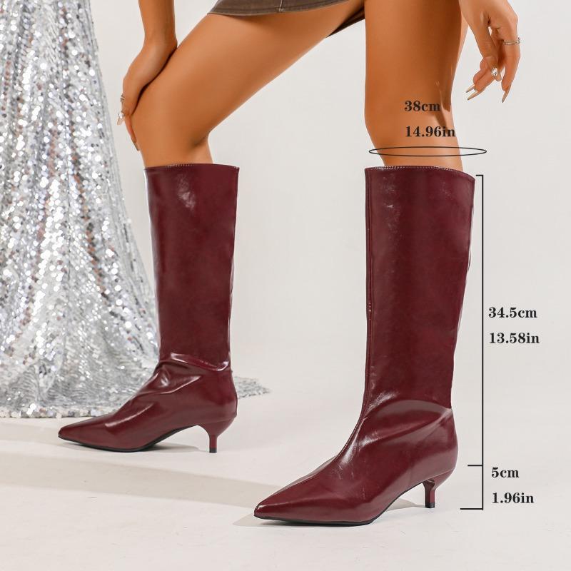 Женские кожаные туфли-лодочки на высоком каблуке с острым носом, модные сапоги с рукавами, мягкая подошва, нескользящие, высокие