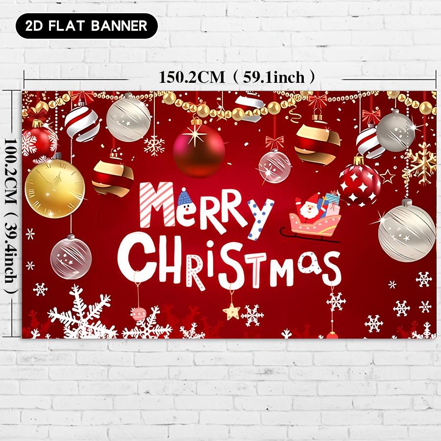 2D flat banner 1pc Christmas party banner - Red and gold festive decoration with bells and gift patternszyc